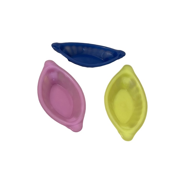 NEW Set Of 3 Plastic Yellow, Blue, Pink, Oval Serving Bowl, 500ml - Picture 4 of 5